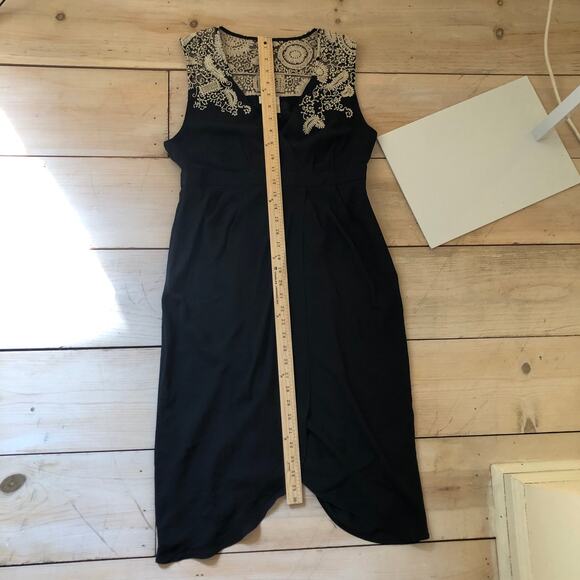 Anthropologie Meadow Rue EUC Women's Embroidered Tulip Hem Black Dress 8 - Picture 8 of 9